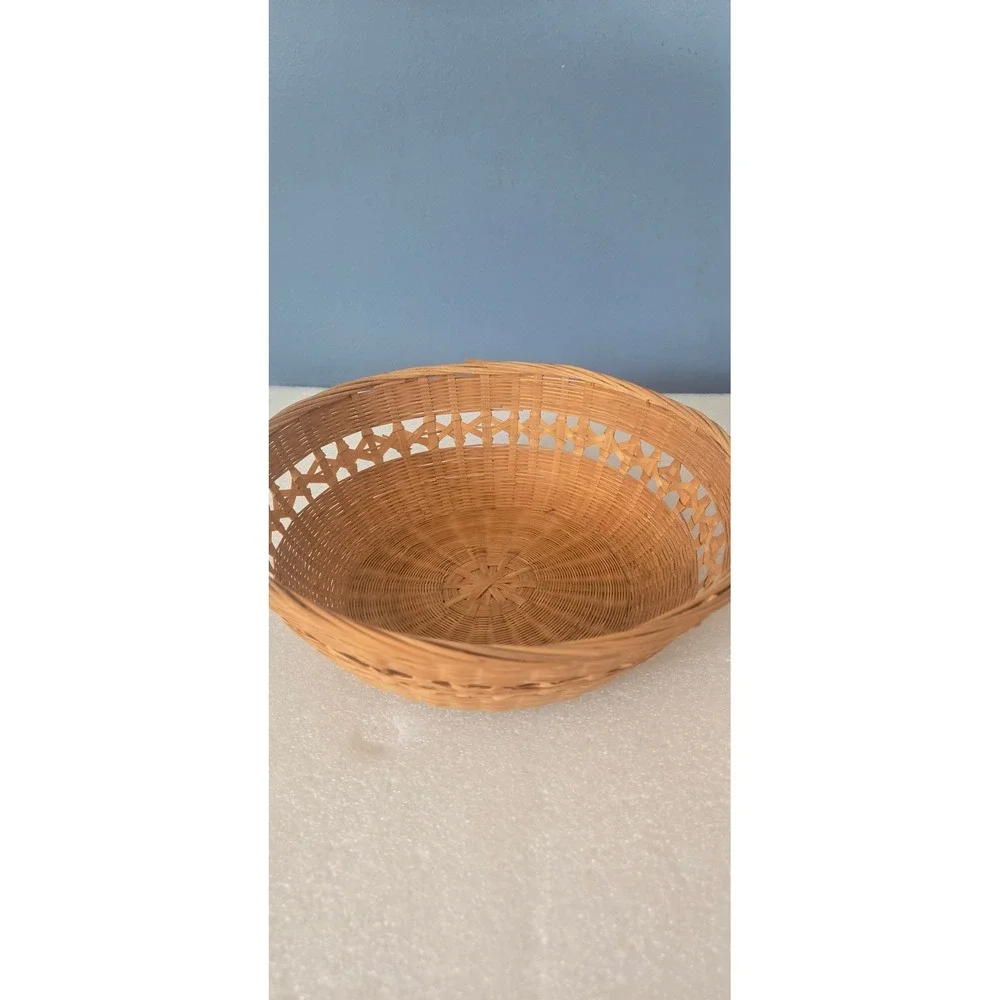 Vintage Woven Wicker Basket Set of 3 Natural Wood Boho Home Decor Organizers